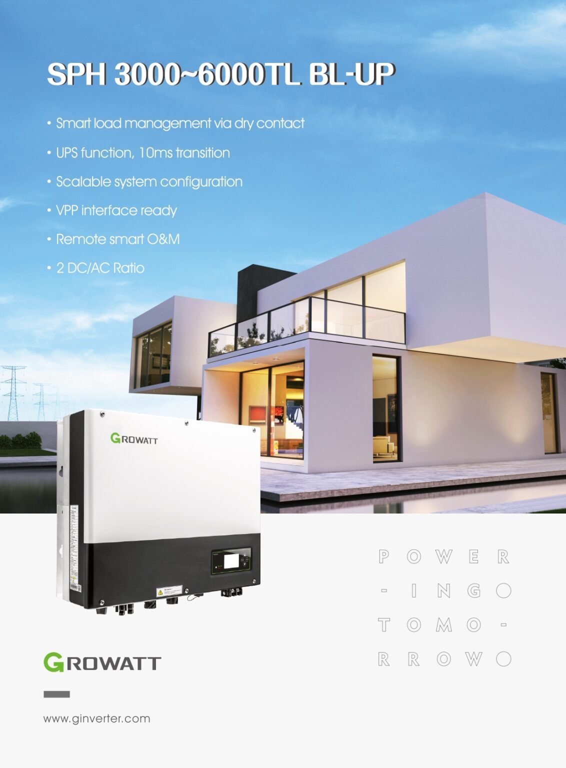 Growatt 5000VA Hybrid Solar Inverter With MPPT Single Phase SPH 5000TL